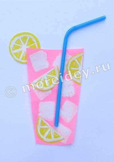 Аппликация лимонад в стакане
