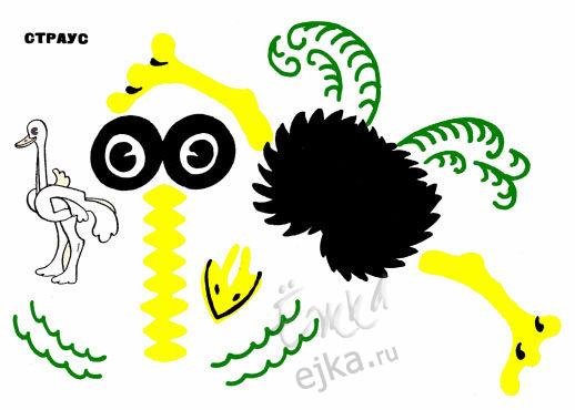 Аппликация страус