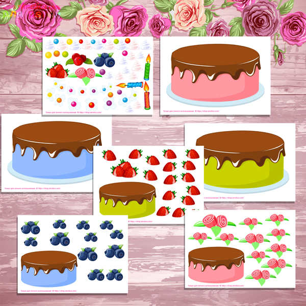 Рисунки оформления тортиков для детей