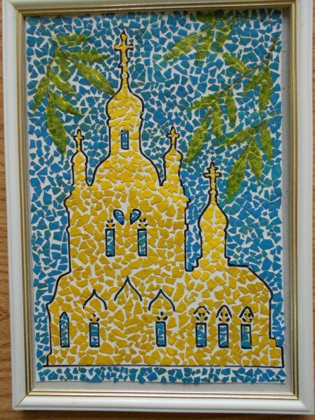 Мозаика из яичной скорлупы храм