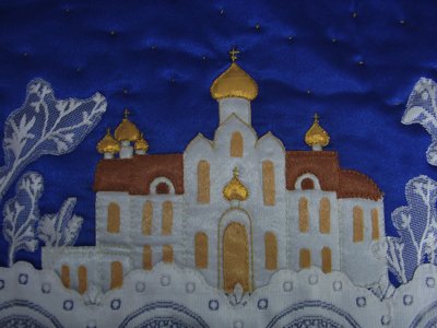 Аппликация из ткани Церковь