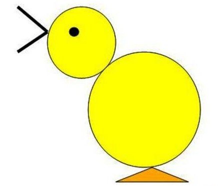 Аппликация из геометрических фигур цыпленок