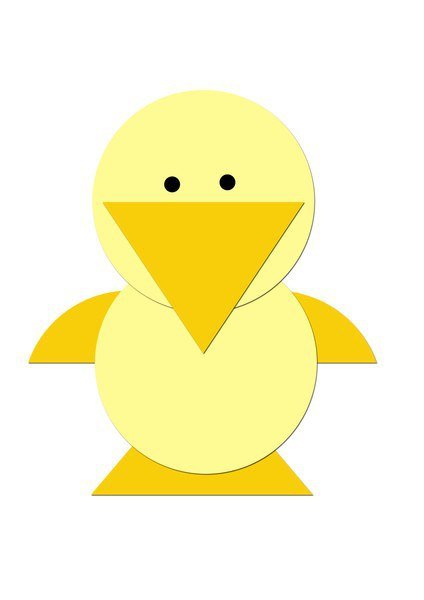 Утенок из геометрических фигур аппликация