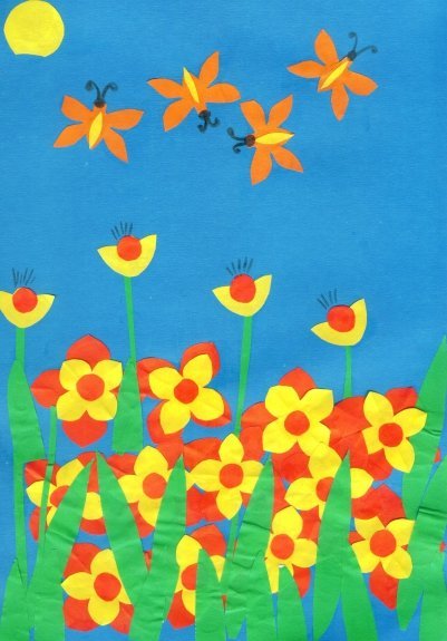 Аппликация в средней группе цветы на полянке