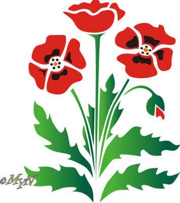 Трафарет цветов Мак