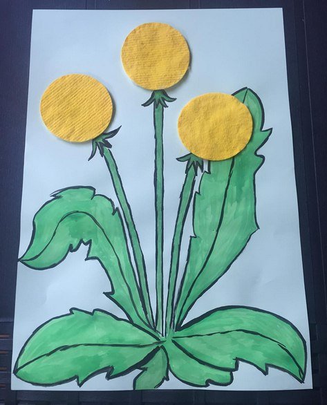 Одуванчик аппликация для детей