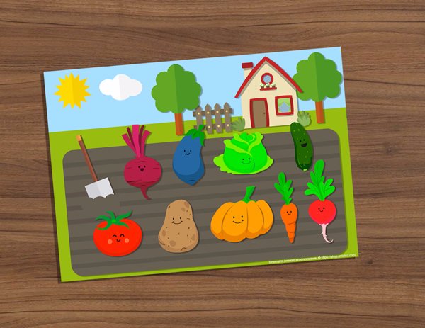 Аппликация овощи на грядке