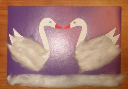 Лебеди из ватных дисков аппликация
