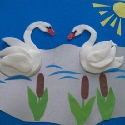 Аппликация лебедь