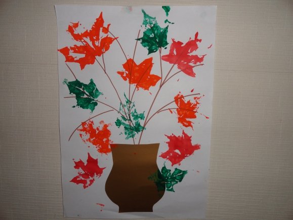 Осенние ветки в вазе аппликация