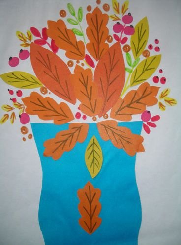 Аппликация осенний букет из цветной бумаги