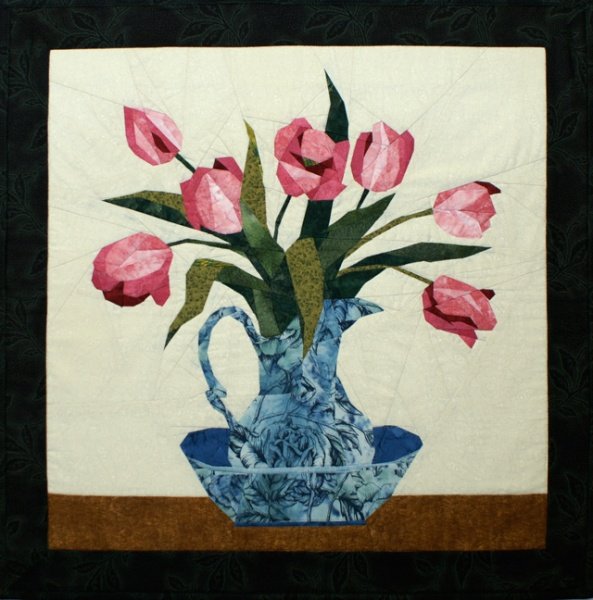 Цветы в вазе пэчворк