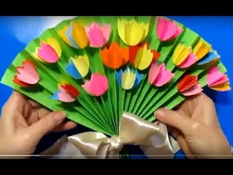 Подарок для мамы веер с цветами