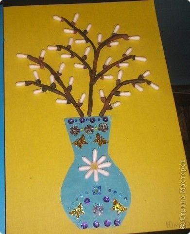 Аппликация Верба в вазе