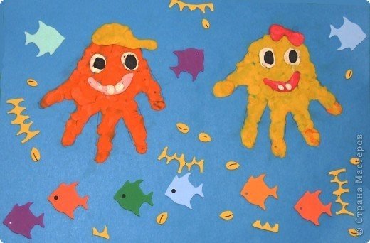 Рисование ладошками Осьминожки