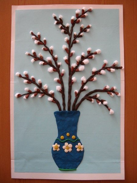 Аппликация Верба в вазе