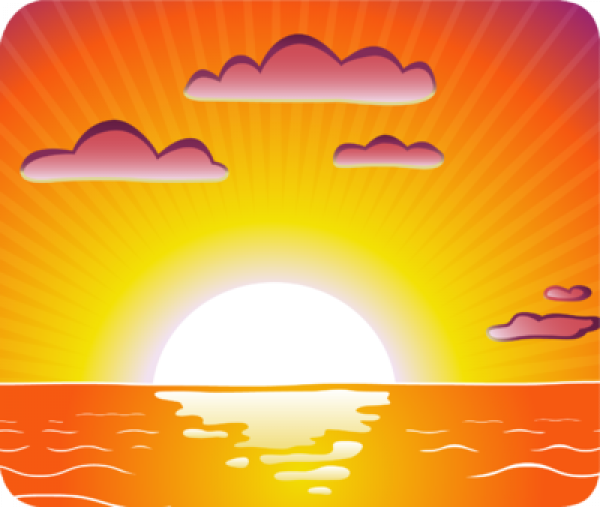 Мультяшное солнце с закатом