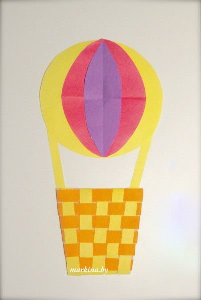 Аппликация воздушный шар с корзиной