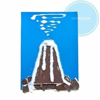 Аппликация вулкан для дошкольников