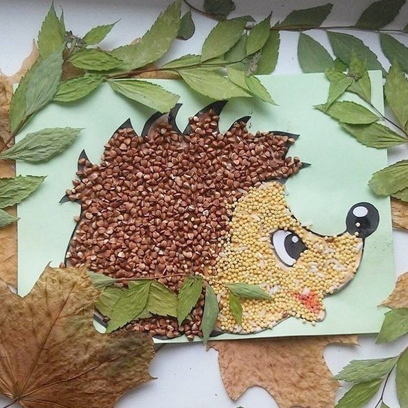 Ёжик из крупы поделка