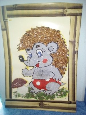 Ежик из гречки аппликация