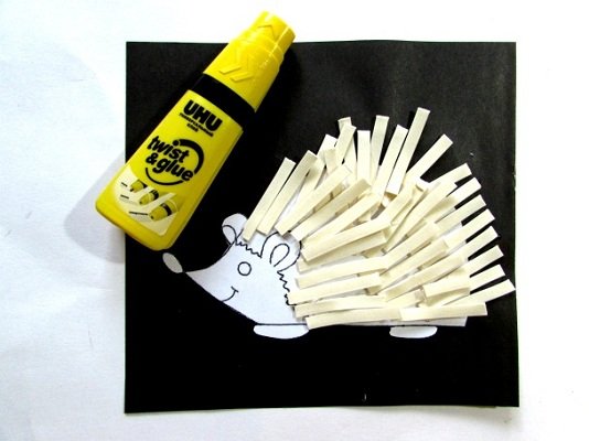 Аппликация макарон Ежик