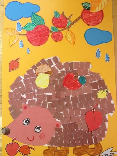 Аппликации ежик обрывные (43 фото)