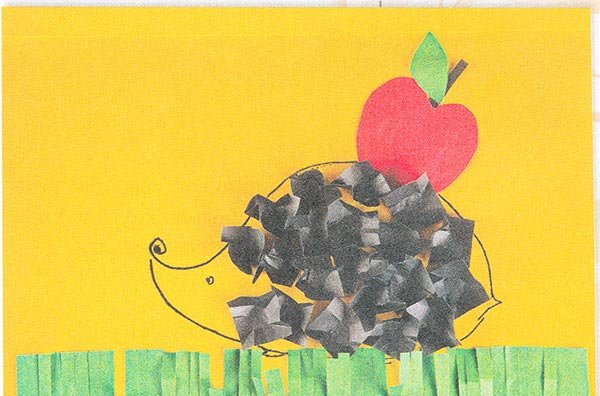 Ёжик аппликация обрыанвя