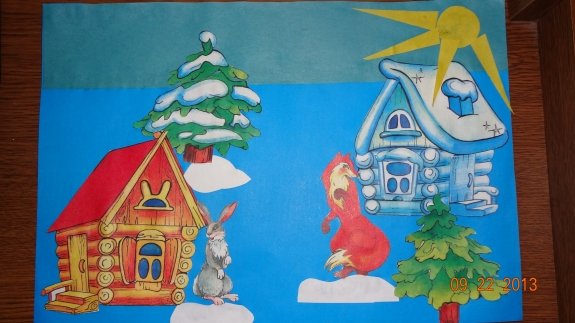 Рисование Заюшкина избушка старшая группа