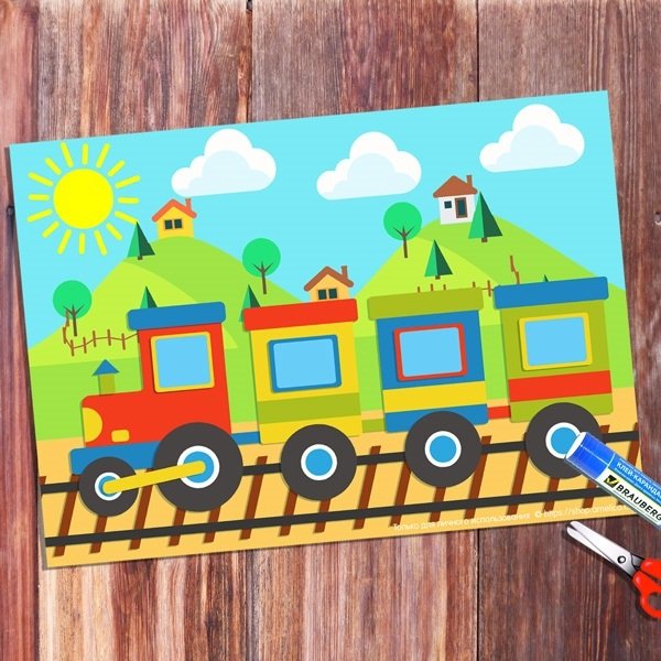 Паровозик из цветной бумаги