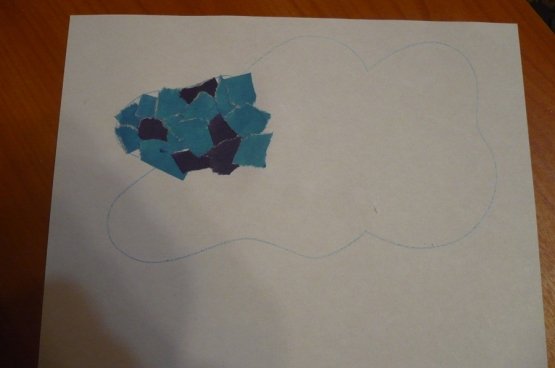 Обрывная аппликация облака в средней группе