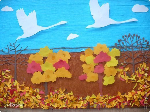 Аппликация в подготовительной группе птицы осенью