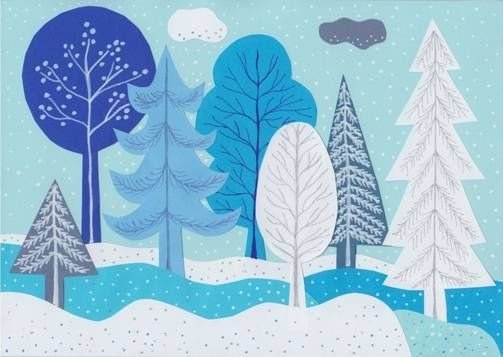 Зимний лес аппликация из бумаги