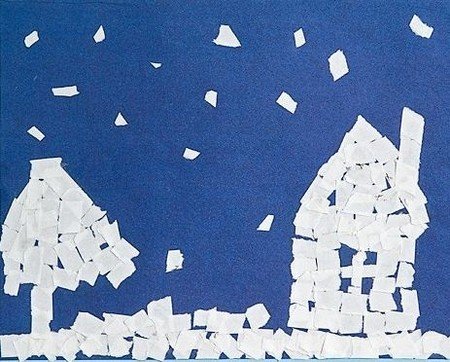 Обрывная аппликация из бумаги 2 класс зима