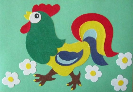 Петух аппликация из бумаги