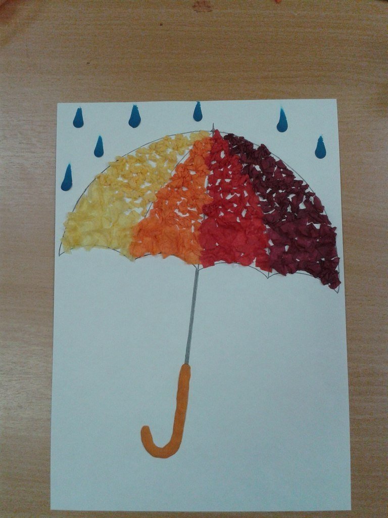 Лепка зонтик средняя группа. Поделка зонт. Аппликация осенний зонтик. Осенние аппликации для детей. Осенний зонт поделка.