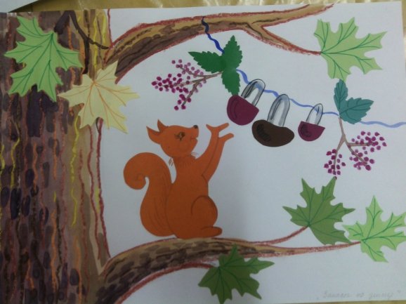 Аппликация белка в лесу