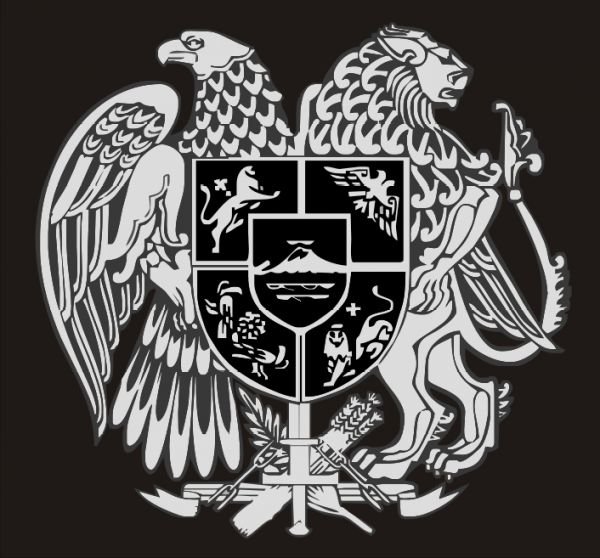 Герб Армении черно белый