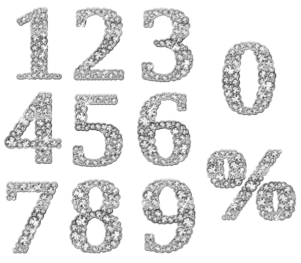 Бриллиантовые цифры на прозрачном фоне