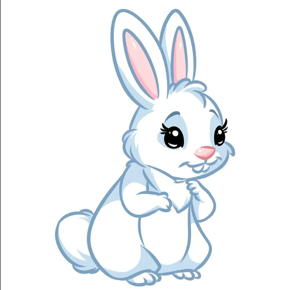 Белый заяц мультяшный
