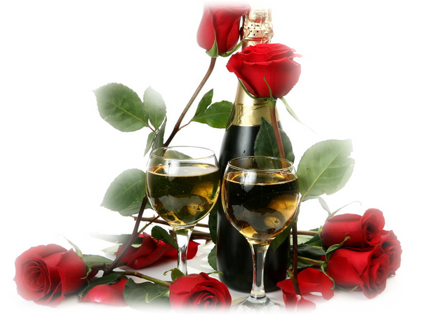 Бокалы с цветами на прозрачном фоне