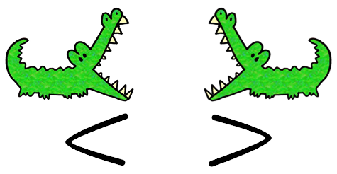 Крокодил больше меньше равно