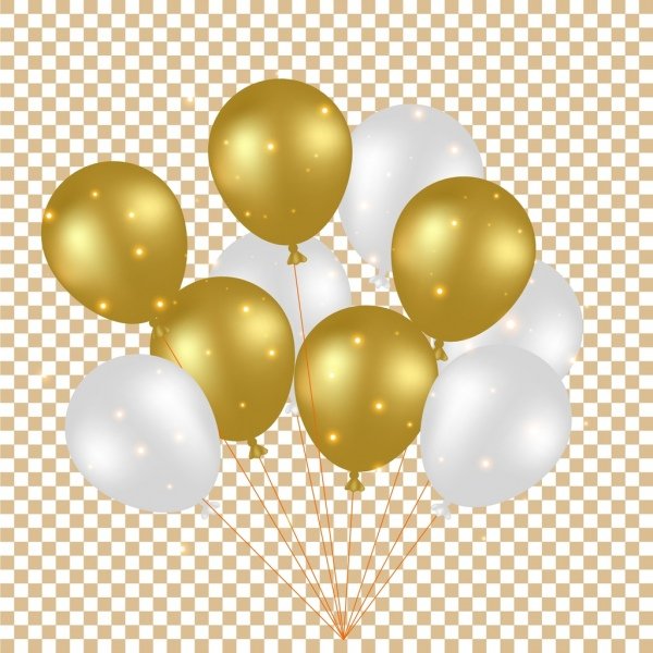Шарики золото на прозрачном фоне