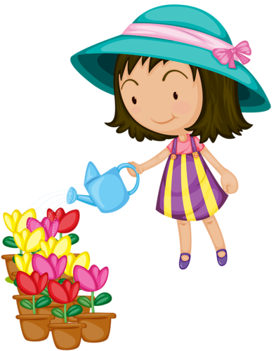 Девочка с лейкой на прозрачном фоне (30 фото)