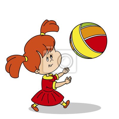 Девочки играют с мячом мультяшные