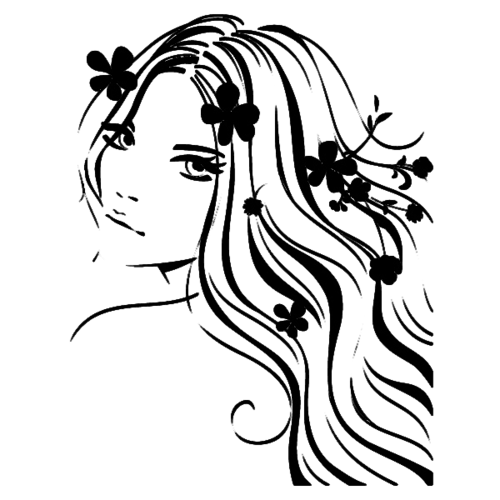 Силуэт лица девушки с волосами