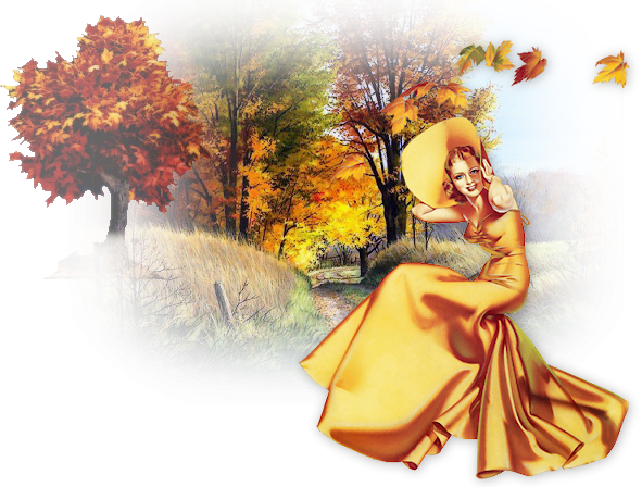 Женщина осень на прозрачном фоне