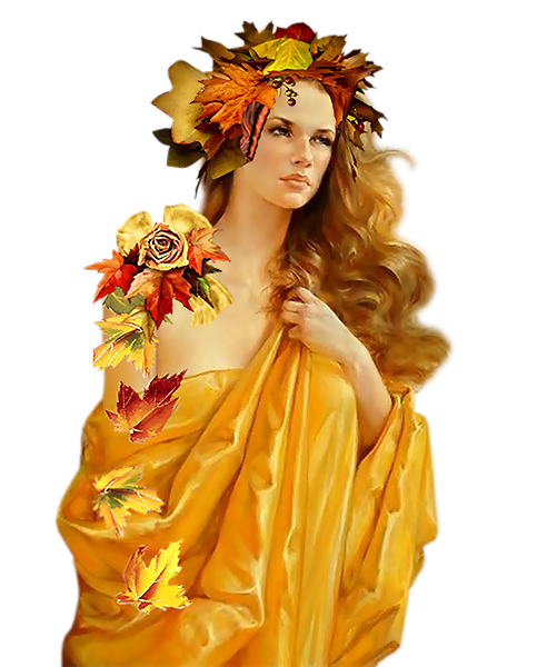 Осенние девушки на прозрачном фоне