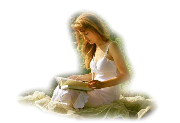 Читающая девушка на прозрачном фоне