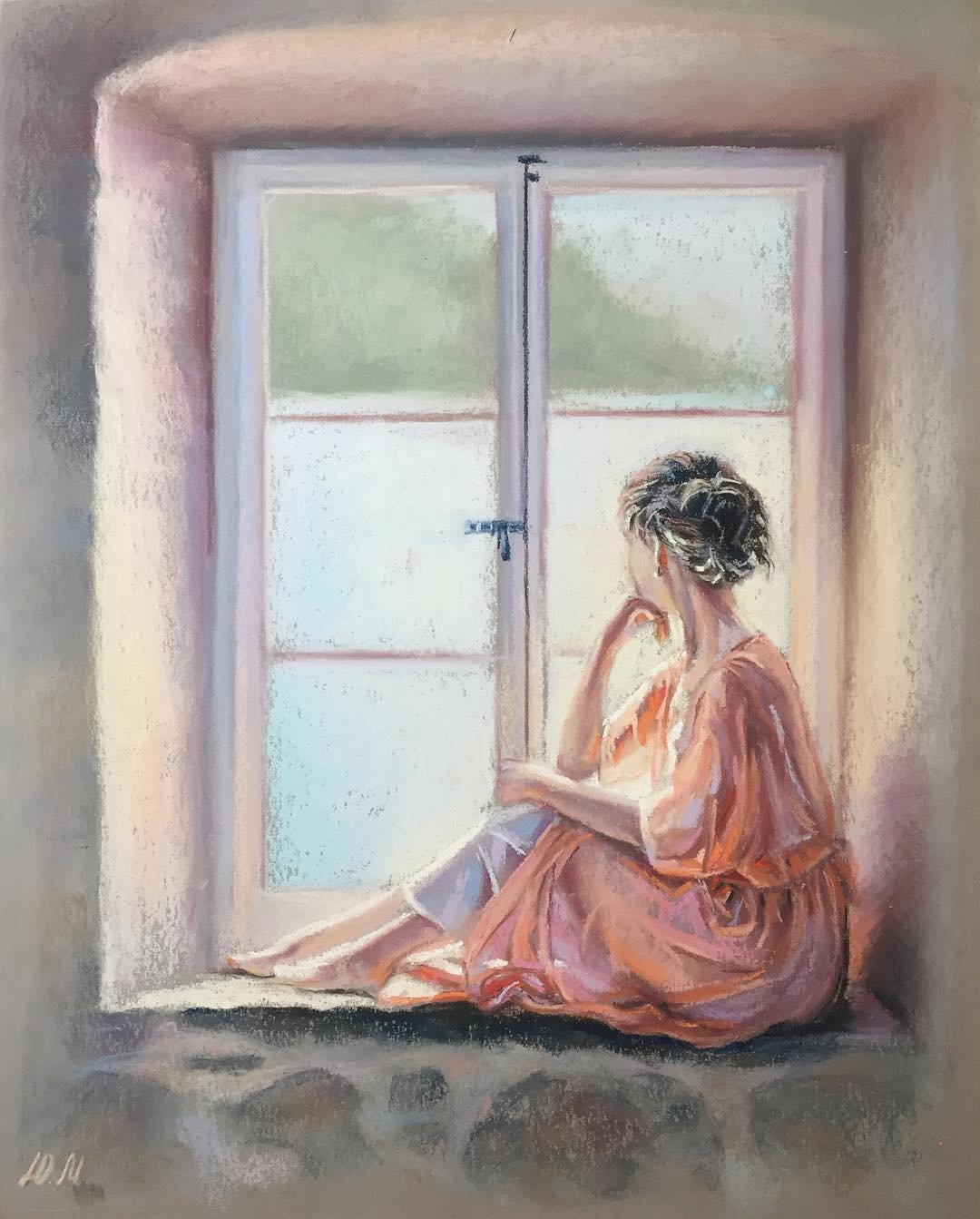 Окна тетка. Женщина у окна живопись. Девочка на подоконнике живопись. Сидит у окна. Дама у окна.